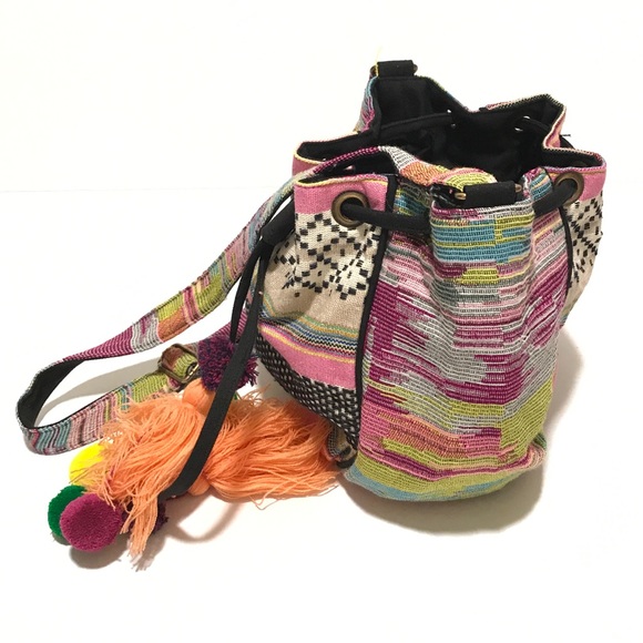 Boho multi color bucket bag - Picture 2 of 6